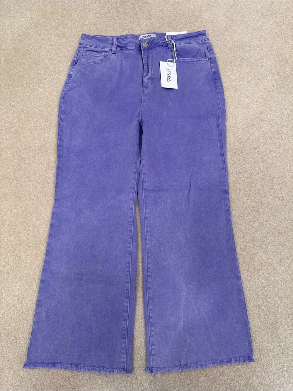 ZENANA Purple (Washed look) Wide-Leg Jeans